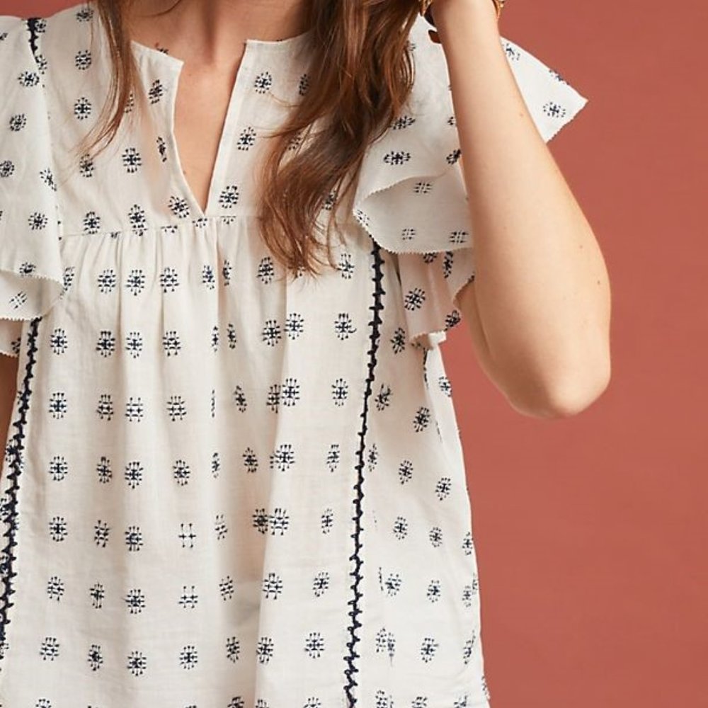 Anthropologie dRA Wasaga Flutter-Sleeve Top